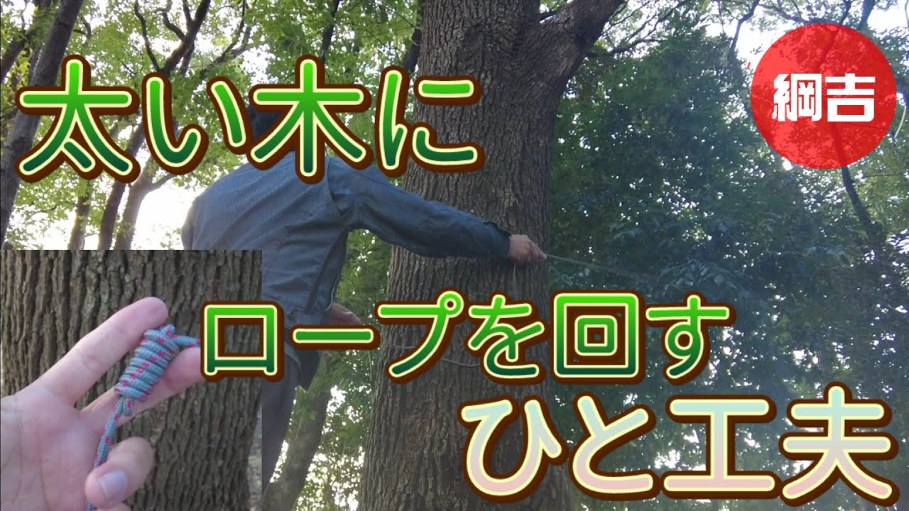 太い木にロープを回すひと工夫【投げ綱結び】 綱吉Tsunayoshi やさしいロープワーク