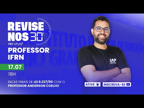 Banner de capa do material gratuito Revise nos 30 Professor IFRN - Lei 8.027/90 prof. Anderson Coelho