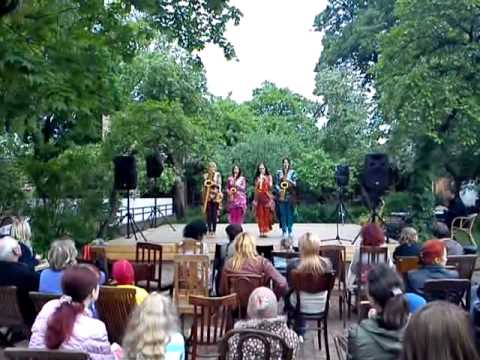 Next - ladies quartet of saxophones playing 8½ theme - Nino Rota. Riga, Latvia