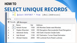 31 Select unique records from a table in sql server 