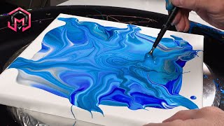AZURE FLAMES - Acrylic Pouring and Fluid Art at Home for Therapy