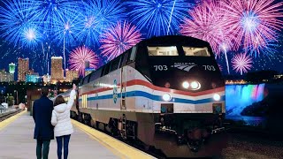 Train to Niagara Falls: Stunning Views from Amtrak EMPIRE SERVICE & New Year's Eve Fireworks 🇺🇸