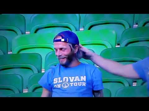 Slovan Bratislava fans entering sector in Ferencvaros stadium