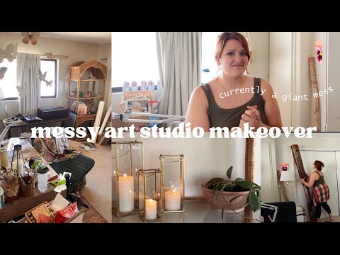 art studio makeover ❀ organizing, building a shelf, vintage art supplies, and a chatty studio tour