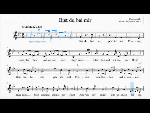 Bist Du Bei Mir (Bach) | B♭Major | ABRSM Grade 7 | List A | 66 bpm | Sing-Along