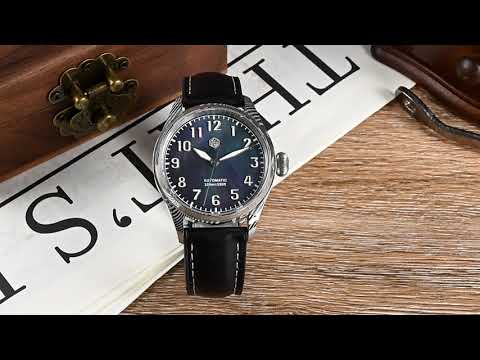 San Martin New Limited Edition Pilot Forged Damascus Steel Pattern Luxury MOP Dial SN0030-D