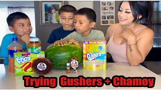 Trying gushers with The Famous Rim_Mmee’s Chamoy