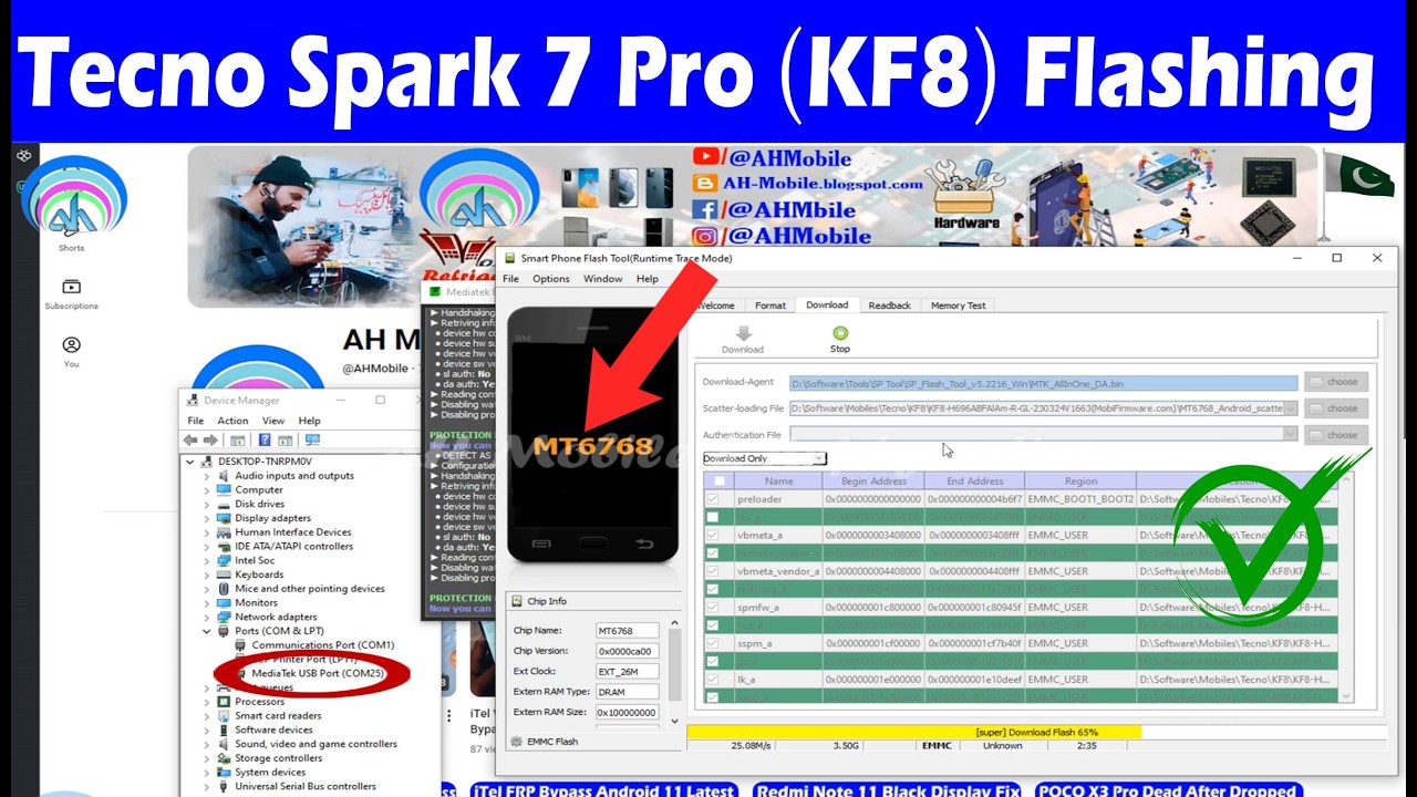 Tecno Spark 7 Pro (KF8) MTK6768 Dead Boot Repair 100% Tested Scatter Flash File