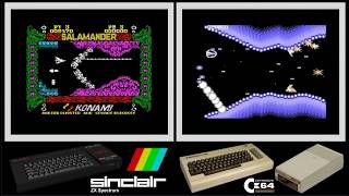 ZX Spectrum vs C64 : SALAMANDER (Side by side comparison)