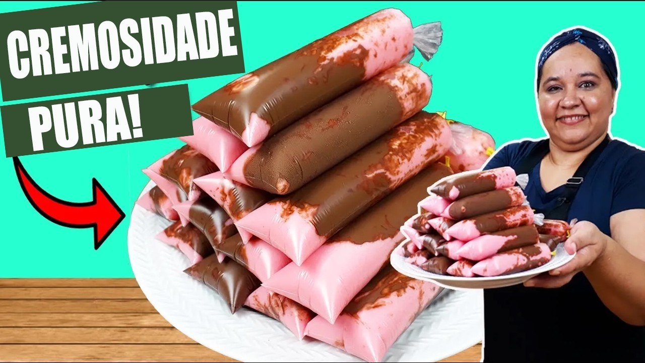 SÓ 0,82 Centavos !! LUCRE 200%  Geladinho Gourmet MORANGO com Nutella ECONÔMICO  Faça e Venda !!