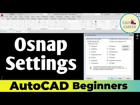 Osnap setting in Autocad || object osnap || object position show end point mid point center point