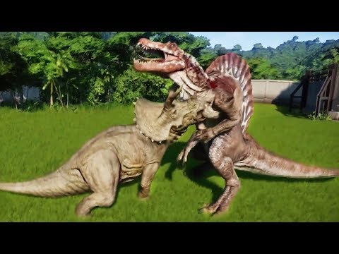 TRICERATOPS MAX Vs ALL CARNIVORE DINOSAURS - Jurassic World Evolution