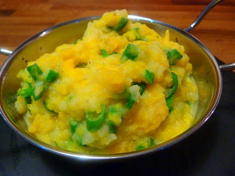 Pumpkin Mash with Parmesan and  Spring Onions