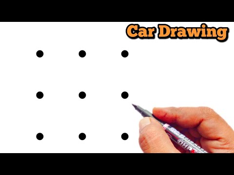 How to Draw a Car From 9 Dots Easy Step By Step | Beautiful Car Drawing | Dots Drawing