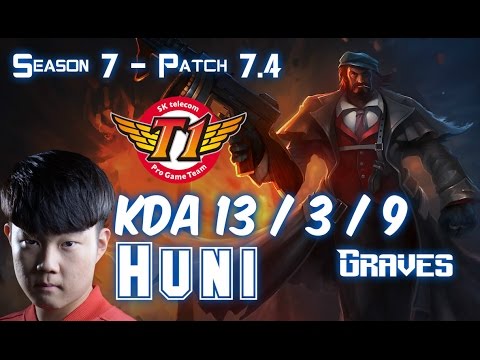 SKT T1 Huni GRAVES vs KHA'ZIX Jungle - Patch 7.4 KR Ranked