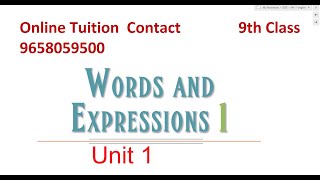 1. Words and Expressions Unit 1  Day 2  |  Vocabs and Grammar  |  OAV 9th English | First  Chapter