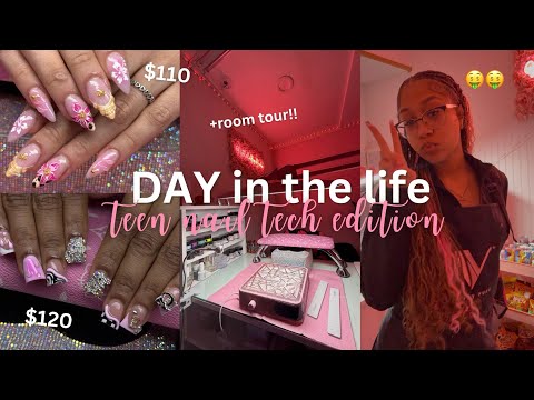 day in the life *teen nail tech edition* 💸