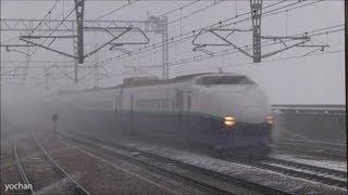 preview picture of video 'Whiteout & Bullet Train.Shinkansen High-speed pass! (ホワイトアウト) 新幹線200系 通過'
