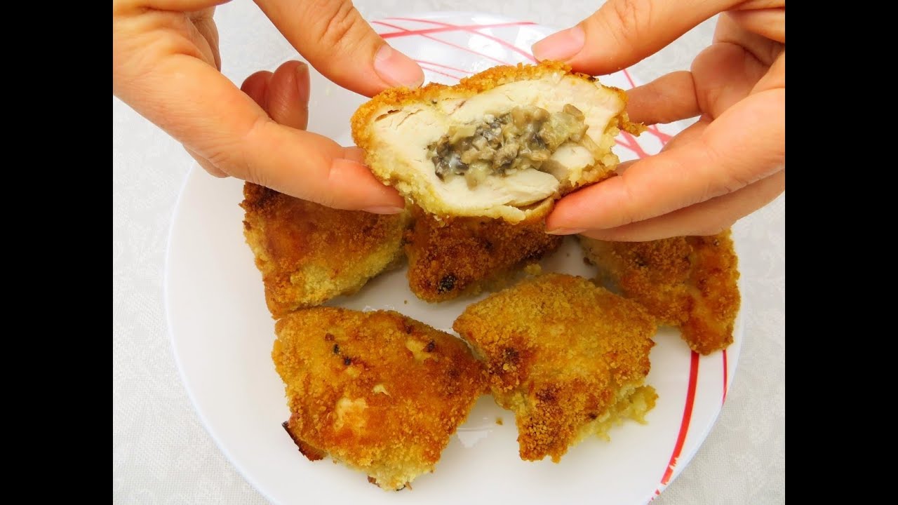 Куриные подушечки с грибами и сыром - Рецепты куриной грудки в духовке