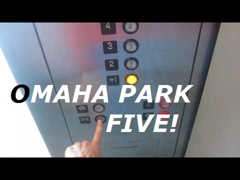 Montgomery KONE hydraulic elevator (front) at Omaha Park 5 garage, Omaha NE