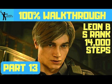 Resident Evil 2 100% Walkthrough Part 13 Leon B S Rank 14000 Steps