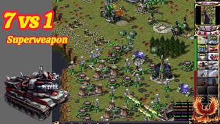 Red Alert 2 Yuris Revenge (7 vs 1) Russia Power Tesla Mod Air Attack Strategy Gameplay