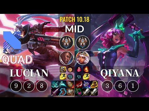 DRX Quad Lucian vs Qiyana Mid - KR Patch 10.18