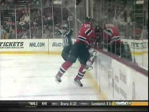 Anton Volchenkov nails Pierre Parenteau