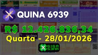 Resultado da Quina 6939Quarta-feira28/01/2026