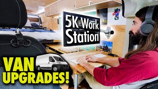 Download the video "It's HUGE! Building out my camper van workspace with 5K screen, new lights, and charge station"