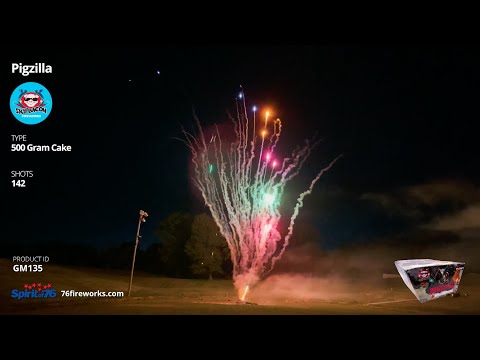GM135 Pigzilla - 142 shot 500 Gram Cake - Sky Bacon Fireworks