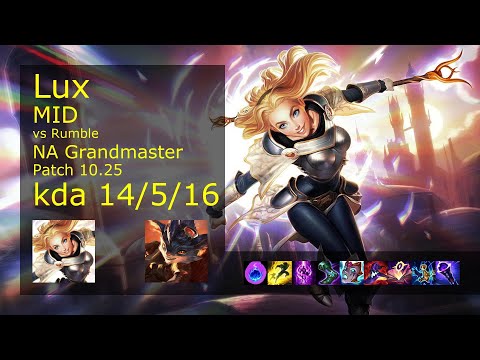 Lux vs Rumble Mid - NA Grandmaster 14/5/16 Patch 10.25 Gameplayx