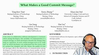 Read a paper: What makes a good commit message?