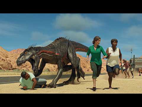 Indoraptor vs 5 Velociraptors Fight & Escape - Jurassic World Evolution 3