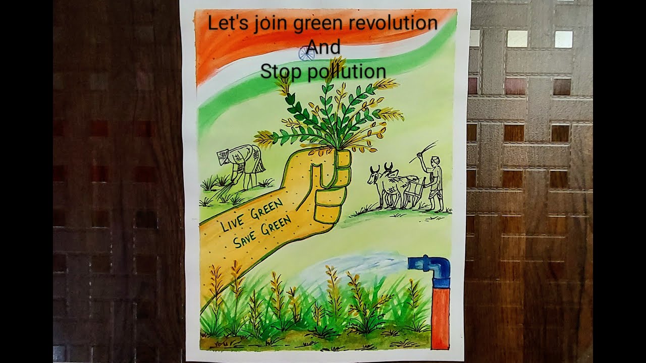 Green revolution poster drawing l How to draw Green Revolution drawing l  Go Green drawing