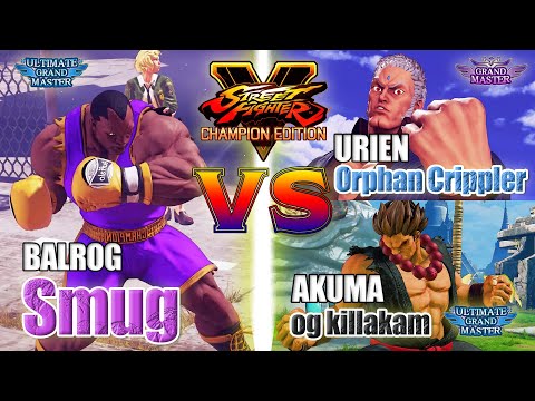 SFV CE 👊🏻 Smug (Balrog) vs Orphan Crippler (Urien) & og killakam (Akuma) [season 5]