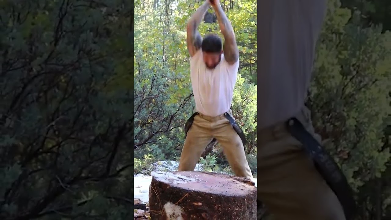 The most precise wood split you’ll ever see! #axe #woodsplitting #precision