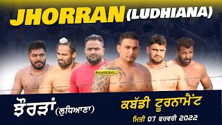 Jhorran (Ludhiana) Kabaddi Tournament 07 Feb 2022