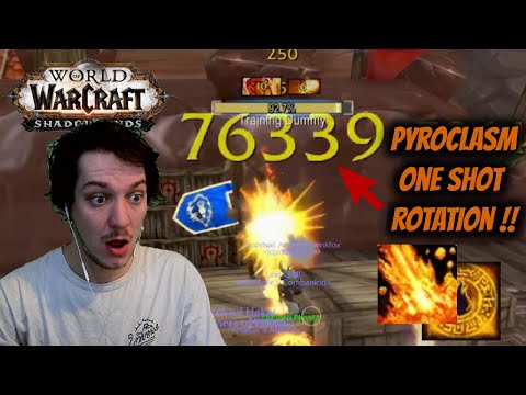 Fire mage Shadowlands pvp 76K PYROBLAST ?! HOW TO ONE SHOT ROTATION IN PVP WITH PYROCLASM BUILD !