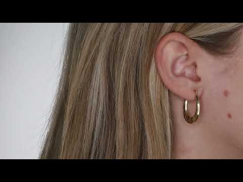 9ct Yellow Gold Fancy Oval Creole Hoop Earrings - 19mm