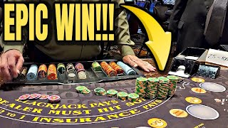 👉 INSANE Blackjack WIN!  Gambling in a Las Vegas Casino!! Video Video