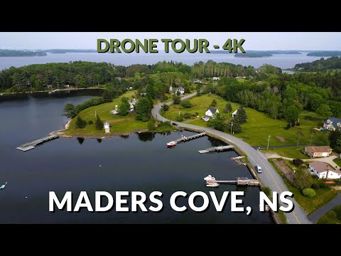 Drone Tour 4K: Maders Cove, Lunenburg, Nova Escócia - uma vista panorâmica