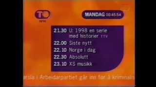 Programoversikt og nattsending på NRK2 (1998) (samt Nattønsket på P1)