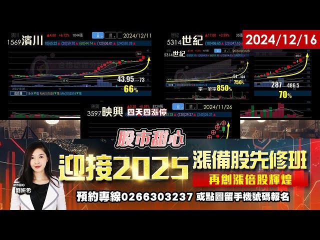 12/16【甜心盤後影音】2025漲倍股先修班預備備⋯趕緊報名囉～狂賀！新美國大獲利濱川．世紀．映興賺賺賺～幸運發達，又把大家鎖在愛的鎖鏈中