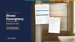 Home Emergency & If I'm Away Printables Pack — House-Sitter Sheet, Shutoff Map & Cards