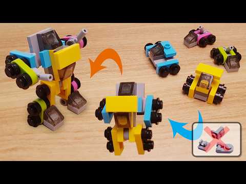 Mini LEGO 4 cars transformer robot Buddy Car Power-Up Version!