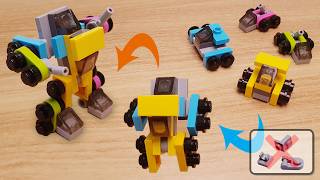 Mini LEGO 4 cars transformer robot Buddy Car Power-Up Version!