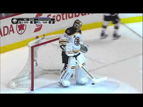 Jannik Hansen beats Rask from center ice