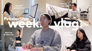 Productive weekly Vlog 🌷 3 assignments, studying + pack for a holiday!