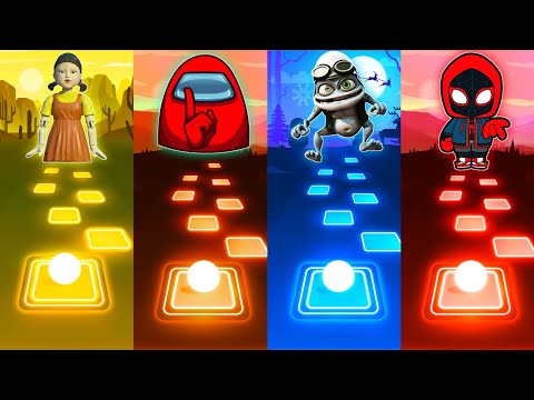 Squid Game vs Among Us vs Crazy Frog vs Spiderman - Tiles Hop EDM Rush